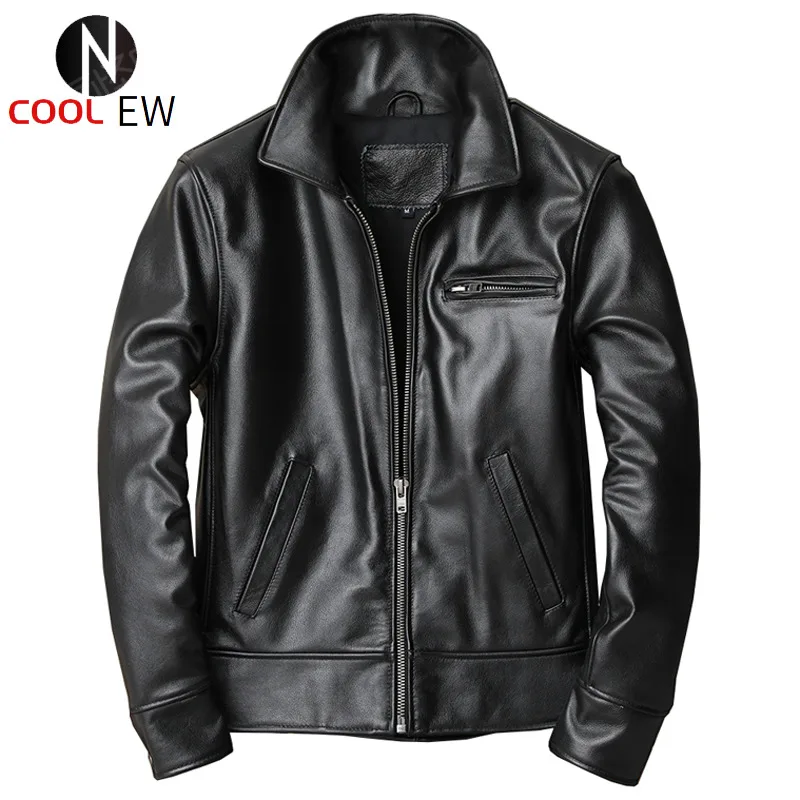 

Fashion Business Dress Suit Jacket and Coat For Men Genuine Leather Tuxedo Coat Mans Outwear Spring and Autumn Cowhide Overcoat