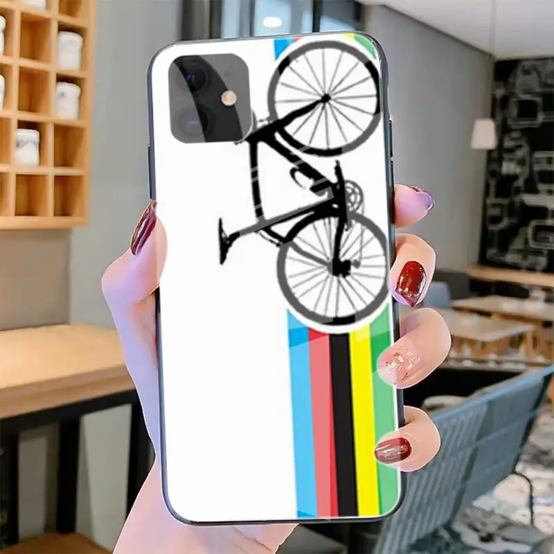 

BIKE CYCLING Art Phone Cases Tempered Glass For Iphone6plus 6S 7 7plus 8 X XS XSmax XR 11 12 Pro Max 12mini