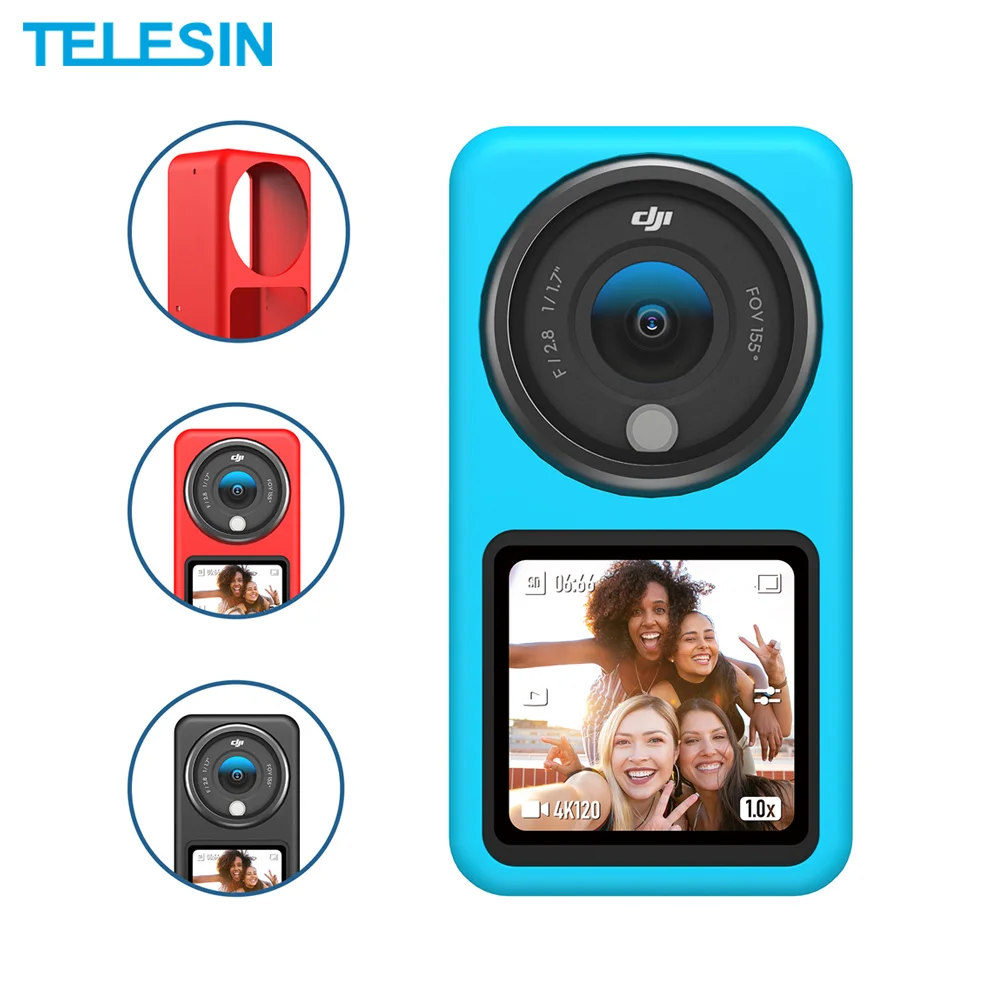 

TELESIN Silicone Case for DJI Osmo Action 2 Anti-drop Dust Protective Cover Protection Frame Sports Camera Accessories