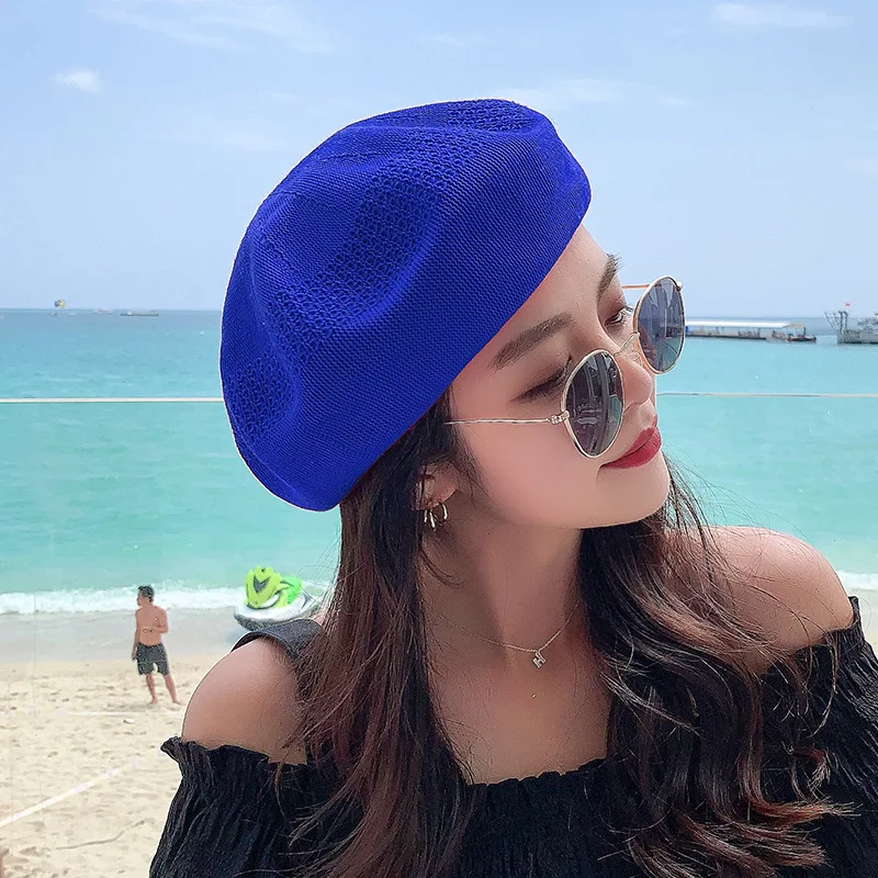 

HT3602 Women Berets Spring Summer Hats for Women Solid Mesh Artsit Painter Hat Ladies Breathable Octagonal Cap Berets for Women