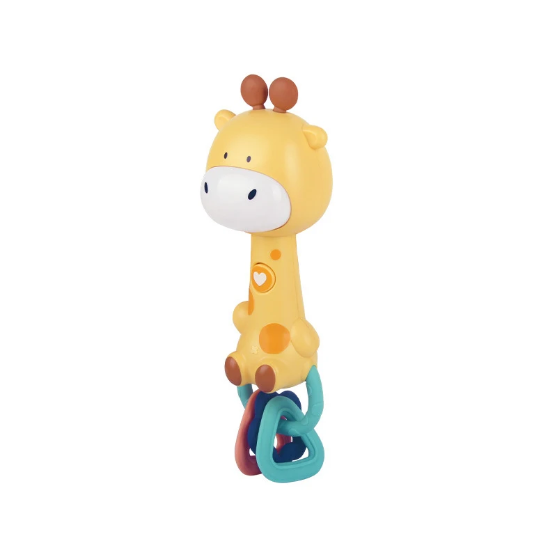

Children'S Soft Rubber Rattle Four Modes Cartoon Teether Rhythm Stick Hand Grip Comfort BB Stick Children'S Light Music Toy