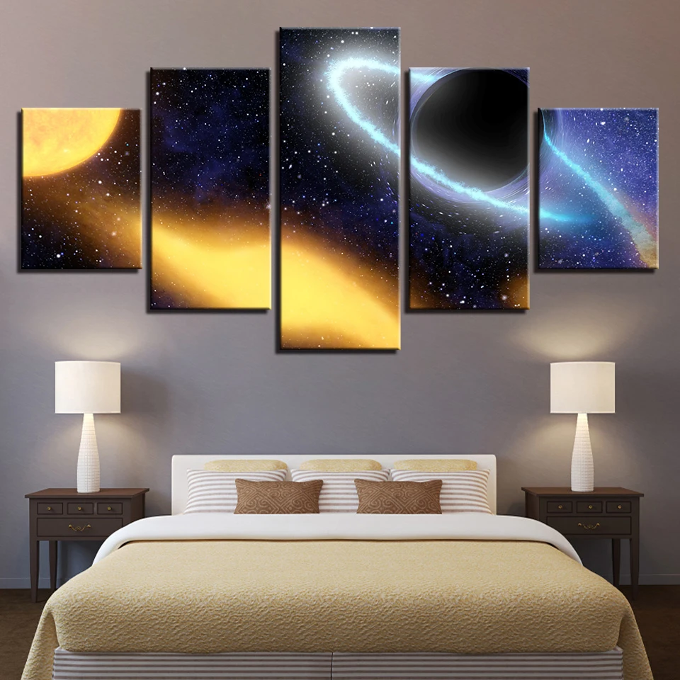 Современные плакаты печать на стене декор для гостиной 5 шт. Вселенная планеты и