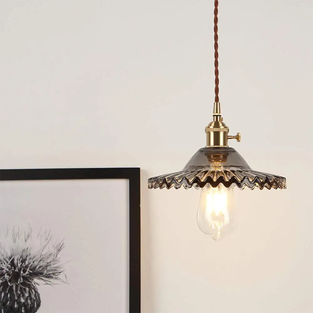 Классическая Подвеска из Латунного стекла потолочный Ретро светильник в