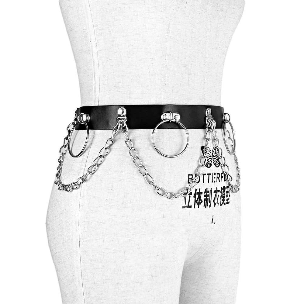 UYEE сексуальный женский модный пояс цепь кожи в стиле панк на подтяжках