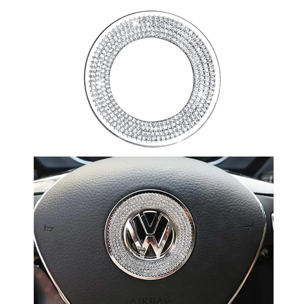 VW Compatible Steering Wheel Logo Caps Decals Sticker Jetta Passat Golf Tiguan Arteon Atlas Covers Crystal Silver Decoration CAR BLING 6ee592b94717cd7ccdf72f: Gold|Sliver