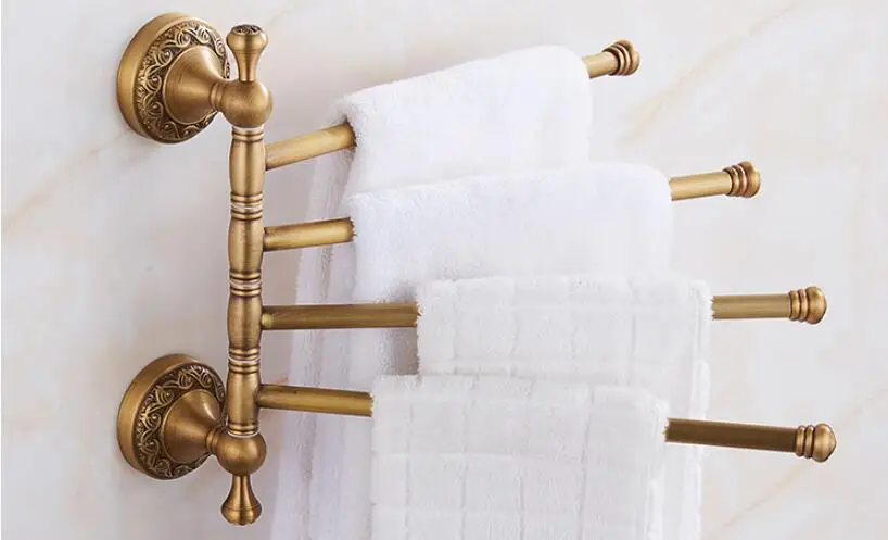 Towel Racks 2/3/4/5 Tiers Bars Antique Brass Holder Bath Rack Active Rails Pants Hanger Bathroom Accessories Wall Shelf | Строительство