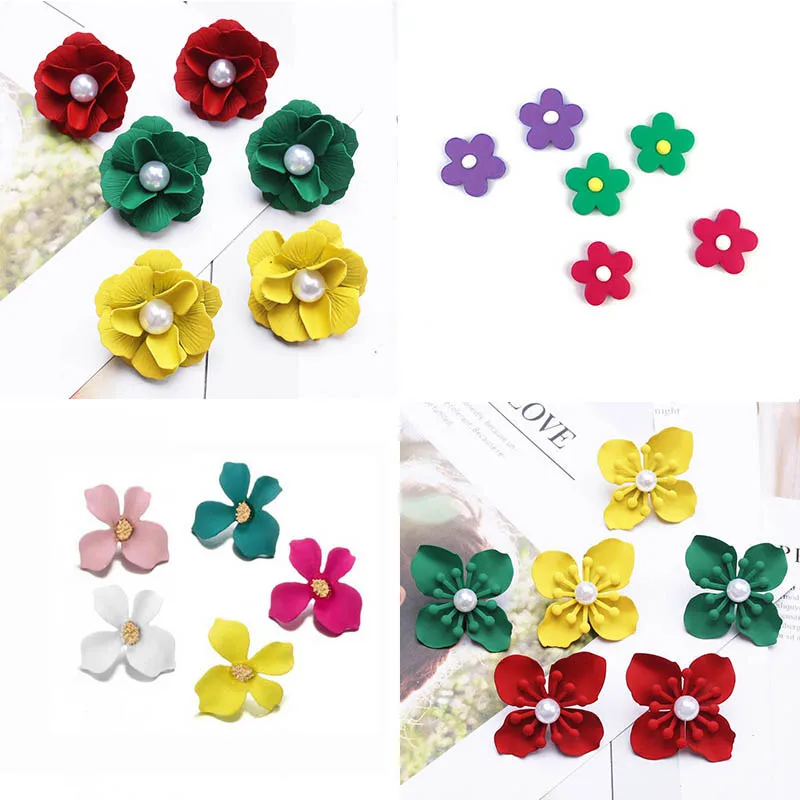 

Искусственный жемчуг милые серьги-гвоздики в виде цветка для женщин в Корейском стиле с милым небольшая акриловая Подсолнух Мода Серьги бу...