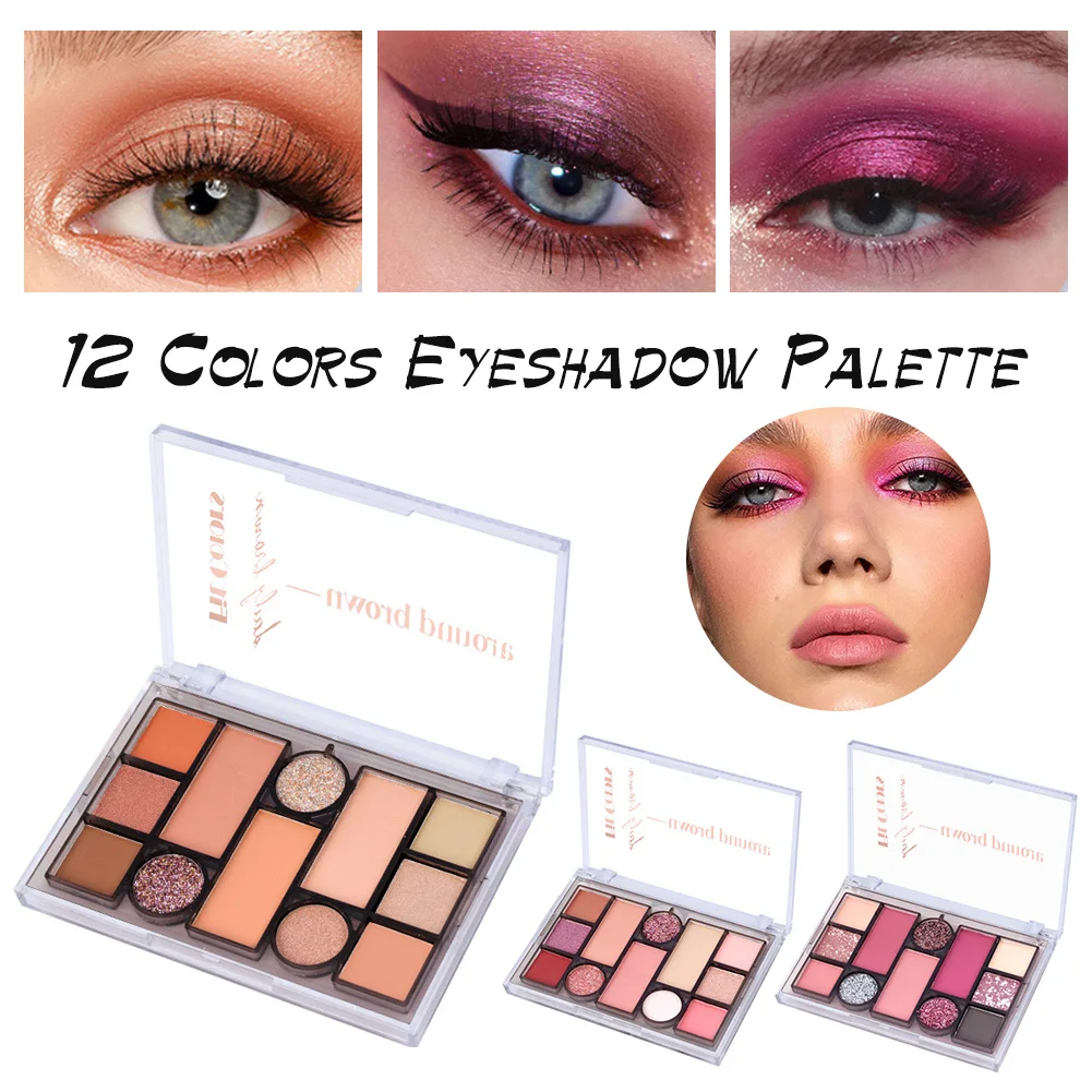 12 Colors Eyeshadow Palette Earthy Pearly Matte Long Lasting makeup set Eye Shadow Blush High Gloss Cosmetics Plate | Красота и