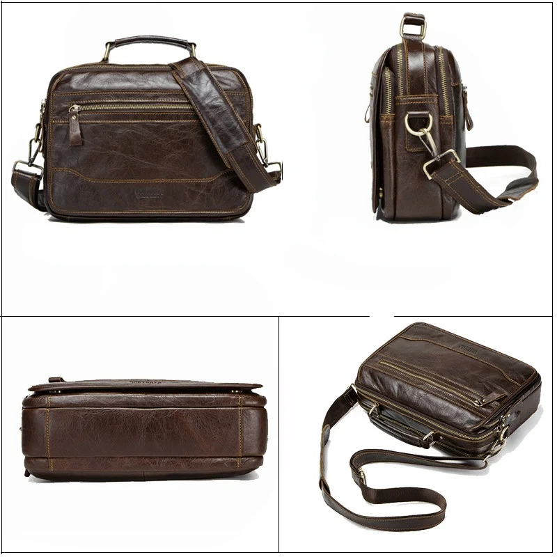 First Layer Cowhide Men Business Briefcase Genuine Leather Fashion Single Shoulder Bag High Quality Crossbody Bag Casual Handbag