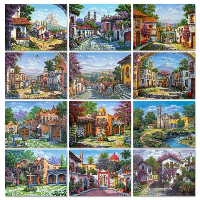 

GATYZTORY 60x75cm Diy Painting By Numbers Kits For Adults Paint By Number Landscape House Home Decor Art Craft Gift