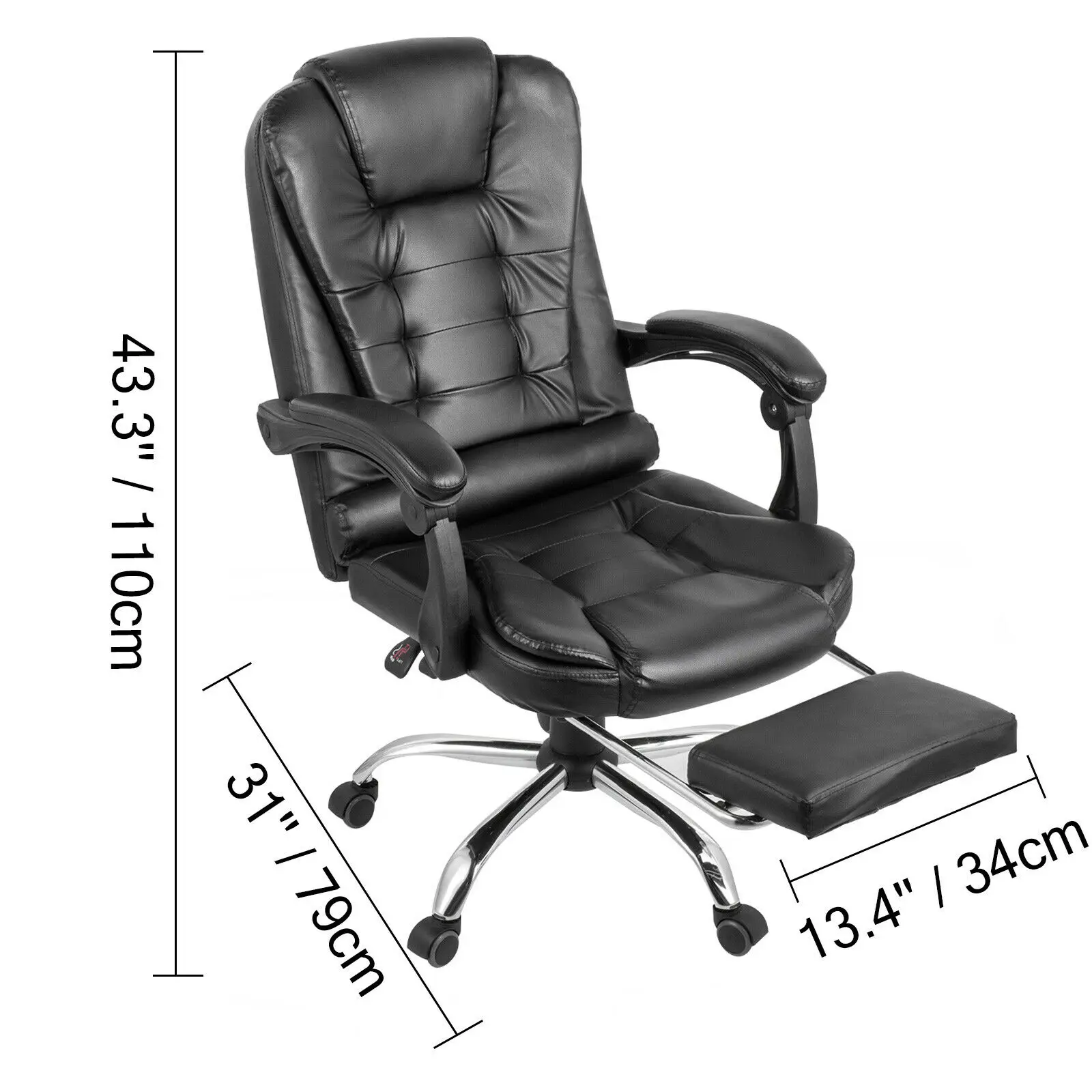 Офисное кресло с высокой спинкой кожаное подставкой для ног | Мебель