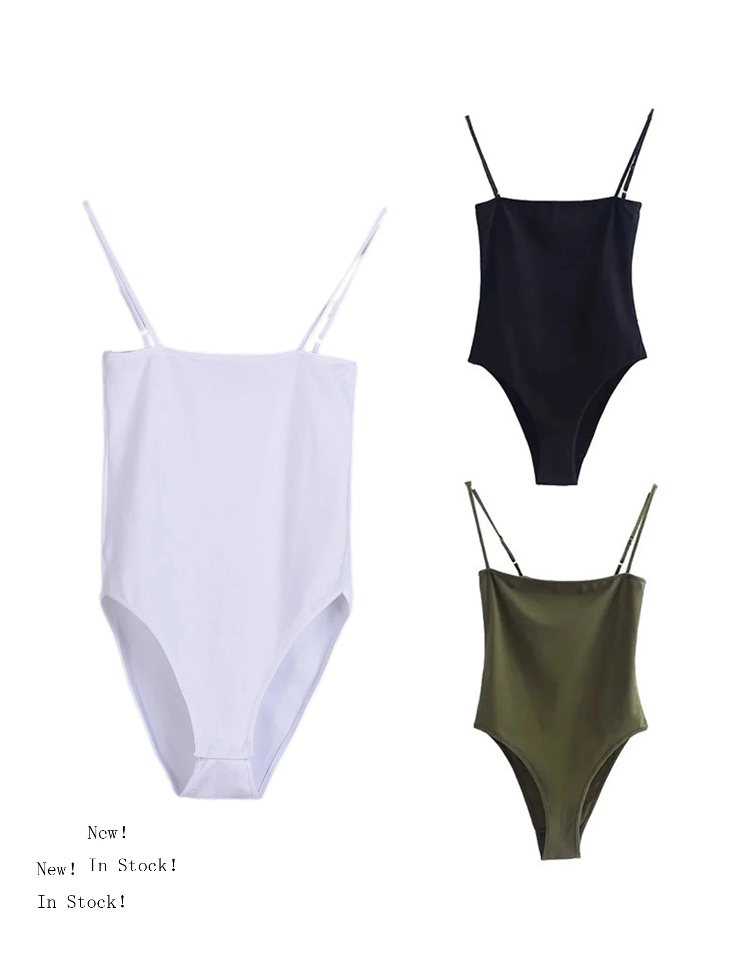 Женское боди без рукавов на бретелях спагетти однотонный облегающий простой