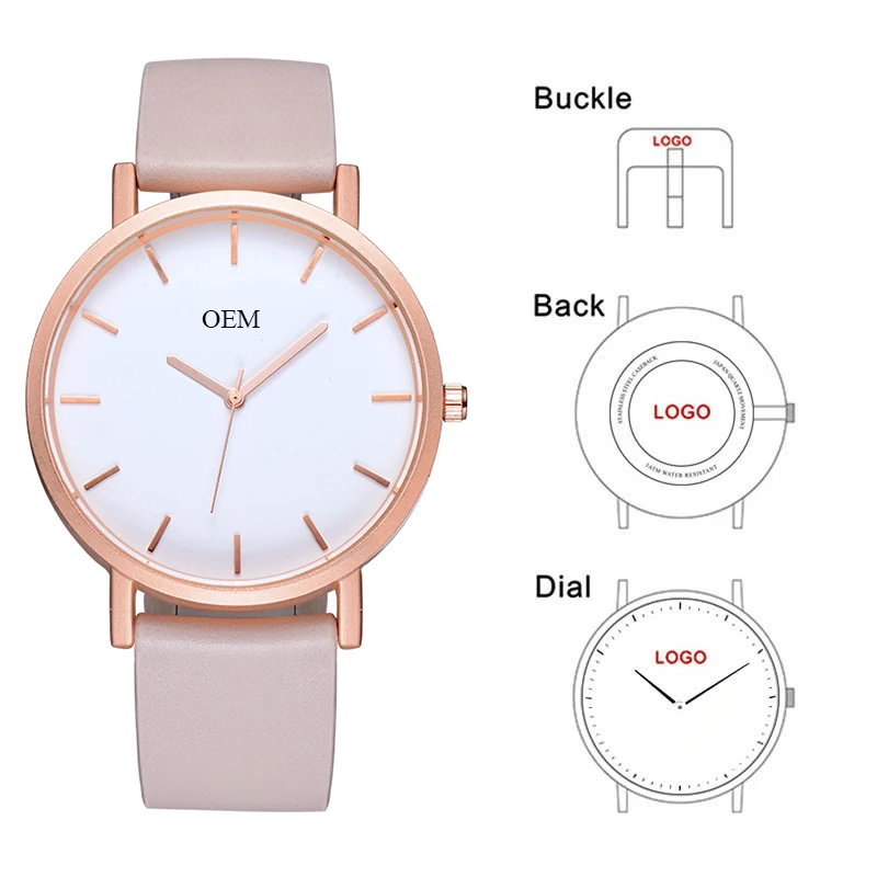 CL005 OEM сервис Пользовательский логотип фирменные часы розовое золото чехол