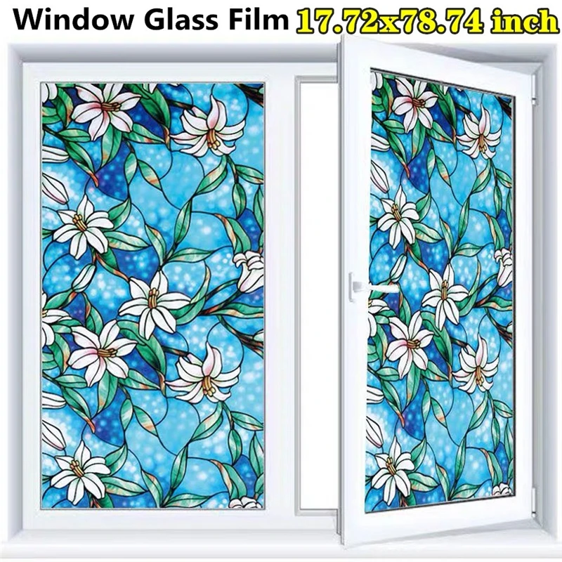 

45x200cm 3D Self-adhesive Window Stickers Stained Glass Privacy Anti UV Sticker Bathroom Kitchen Home Decor