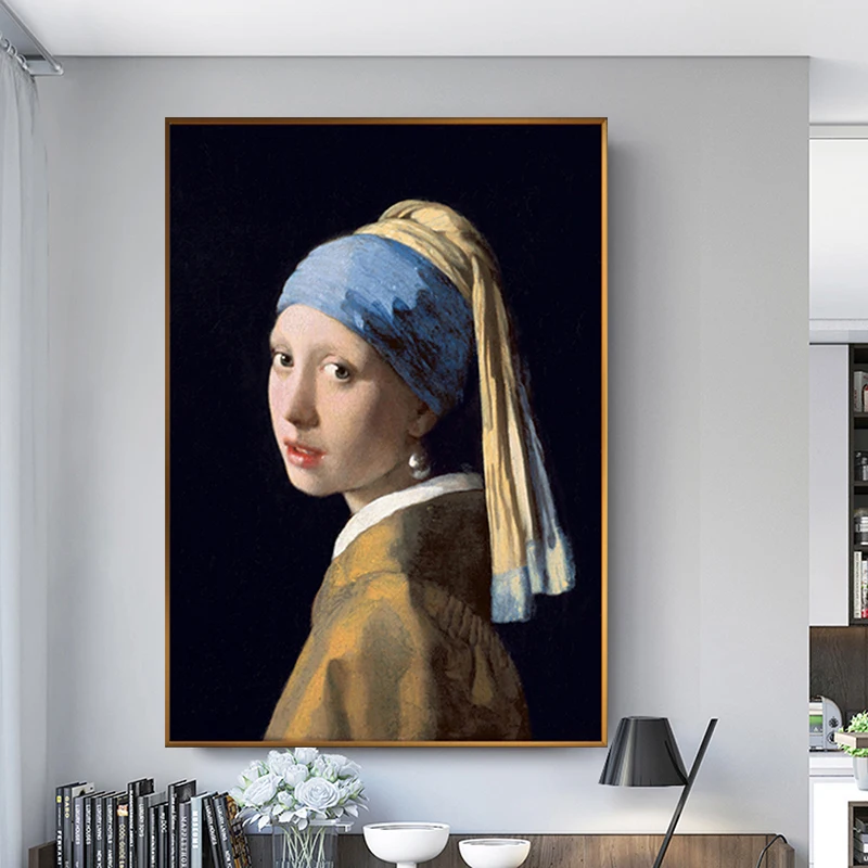 Абстрактная девушка с жемчугом серьги портрет знаменитая картина на стену