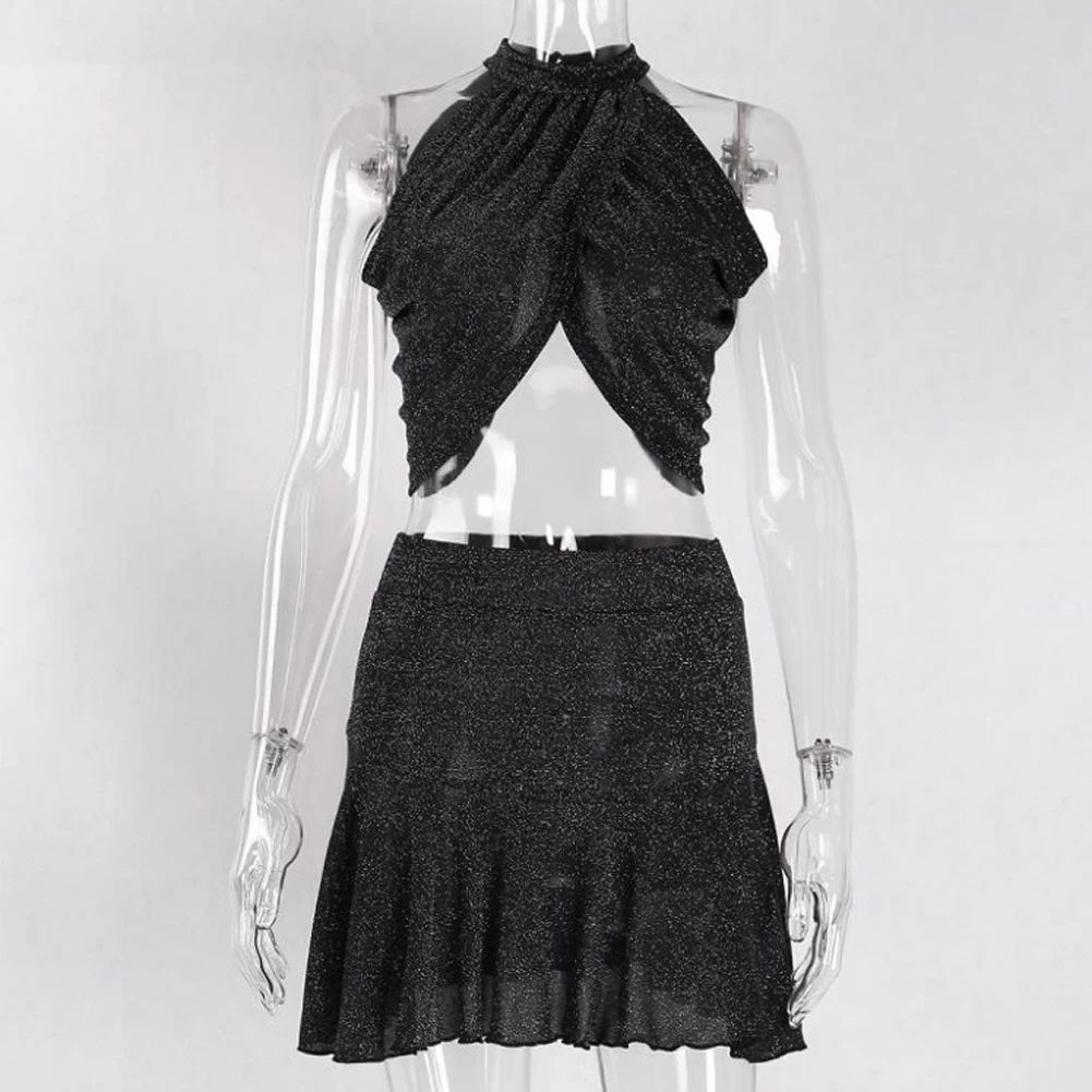 Сексуальная женская модель Клубная одежда укороченный топ с лямкой на шее +