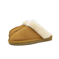 mr co plus size 34 45 slippers 100 real leather womens winter fur slides sewing flat shoes winter warm home shoes slippers