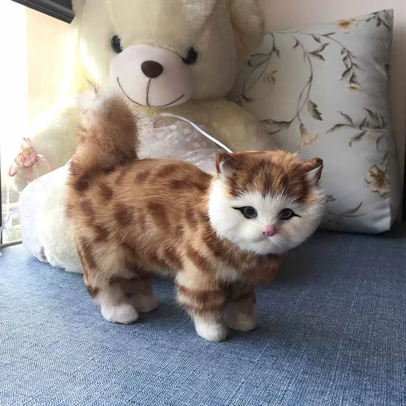 Мягкие плюшевые игрушки животных Реалистичные Модели ходячих кошек меховые