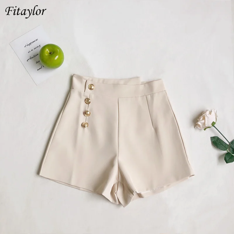 

Женские шифоновые шорты Fitaylor, черные однотонные повседневные офисные шорты с высокой талией на молнии, Новинка лета