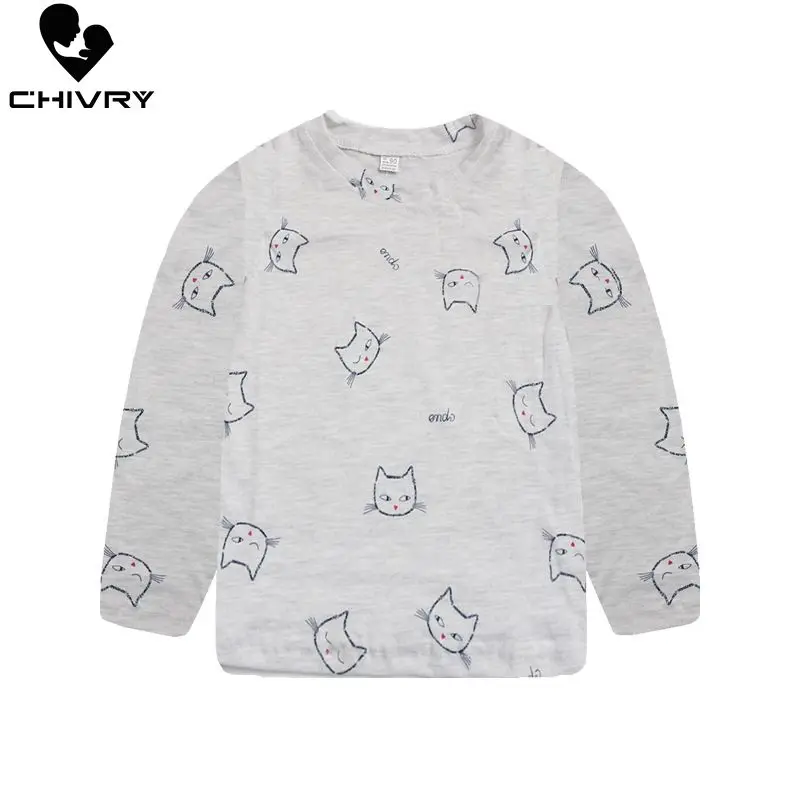 Весенне-Осенняя детская футболка для мальчиков и девочек Детские футболки с