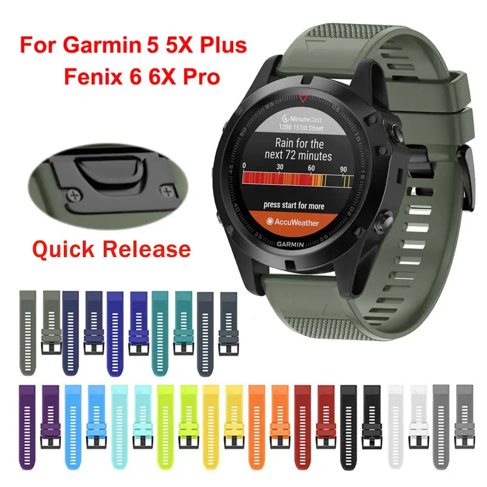 26 22 20 мм Quick Release easyFit smart для Garmin Fenix 6X 6 6S pro 5 5X 5S Plus 3 Силиконовый ремешок Forerunner 935