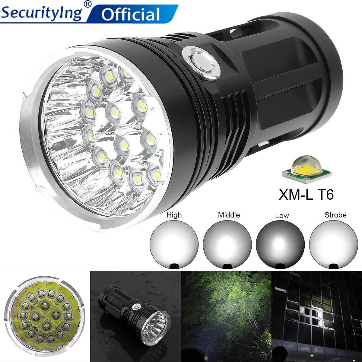 Супер яркий алюминиевый водонепроницаемый светодиодный фонарик 18 x XML T6 фонарь