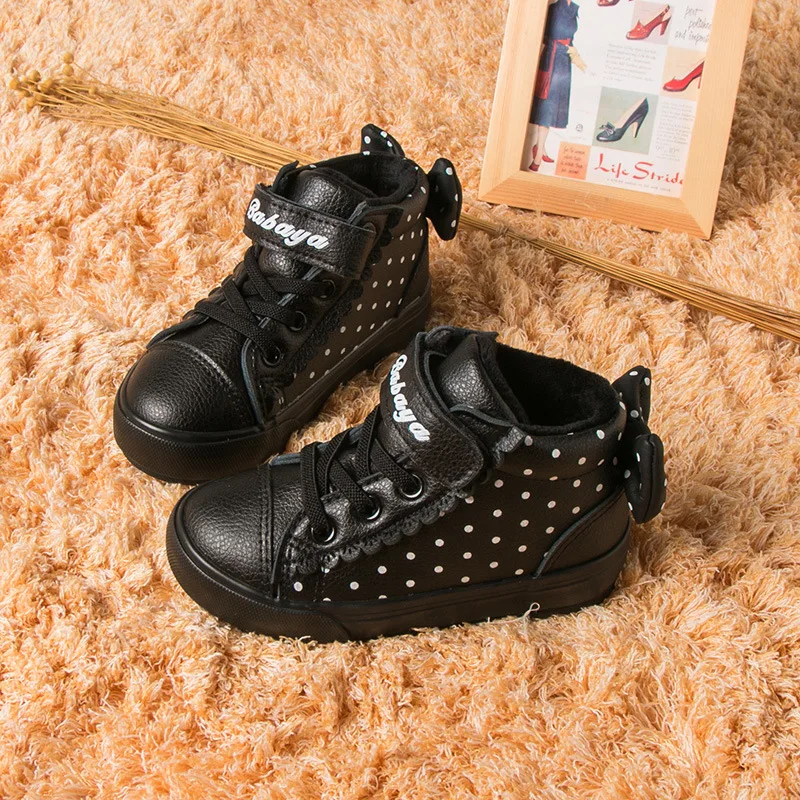 Детская обувь для девочек ботинки 2019 г. Зимняя теплая плюшевая из искусственной