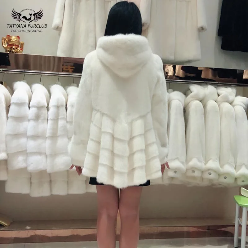 Tatyana furclub, настоящая шуба, Женская юбка, тонкая норковая шуба с меховым капюшоном, натуральная норковая шуба, натуральная Шуба, роскошные шубы