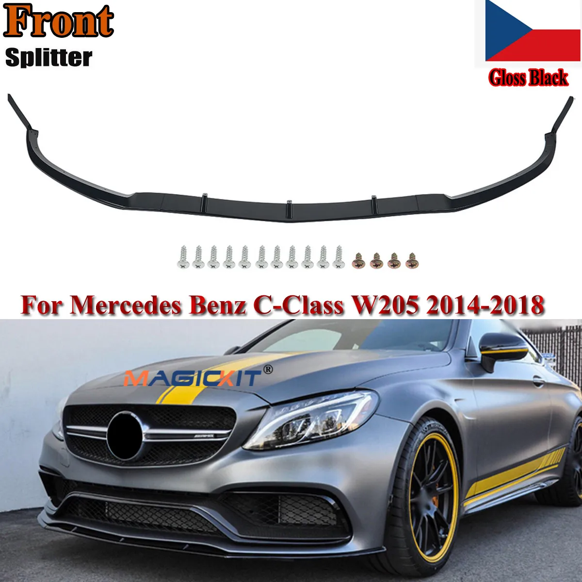 Разветвитель переднего бампера MagicKit AMG для Mercedes-Benz A205 W205 C205 SPORT LINE | Автомобили и