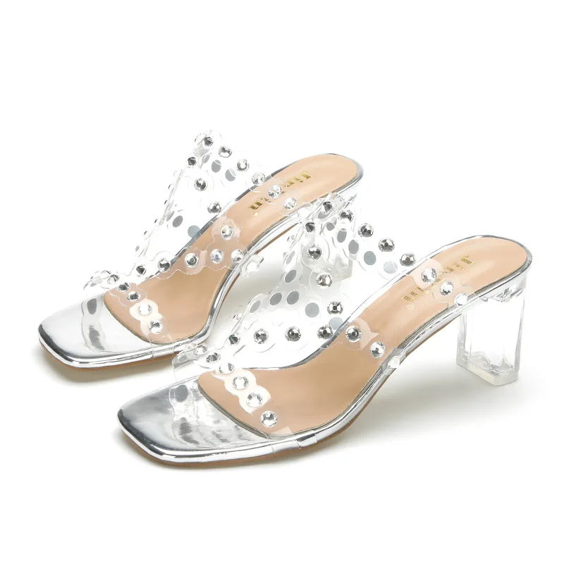 

Summer Luxury Women Sandals Crystal Platfform Square Heel Peep Toe Elegant Fashion Wedding Female Ladies Shoes Zapatos De Mujer