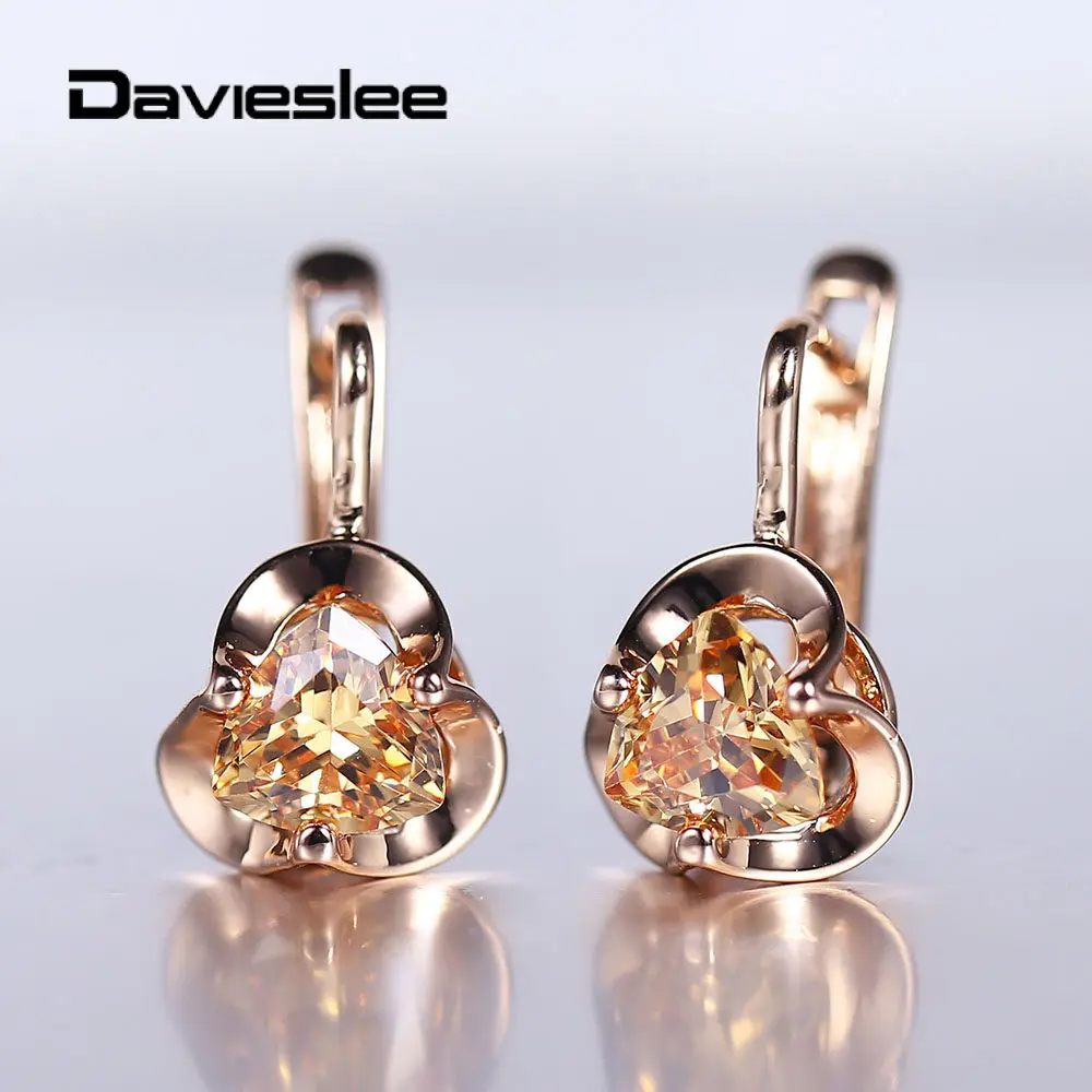 

Fashion 585 Rose Gold Color Earrings for Women Flower Luxury Simple Wedding Party Jewelry Gifts Stud Earrings LGE279