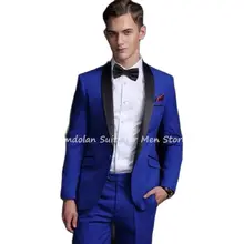 2Pcs Slim Fit Shawl Lapel Coat Custom Made Royal Blue Blazer Trousers Men's Suits Sets Groomsmen Wedding Party Wear Jacket+Pants (3)