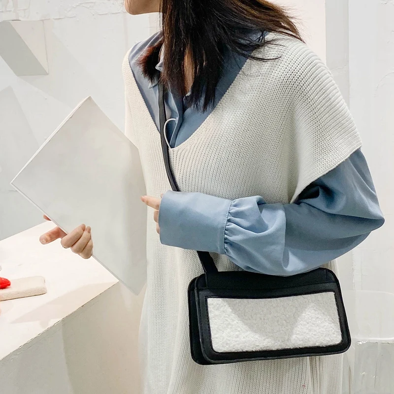 

Fashion Travel One-Shoulder Wallet Ladies Stitching PU Plush Handbag