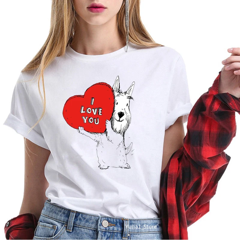 T-shirts for women harajuku kawaii Scottish Terrier animal print tee shirt femme summer cute tops dog lover t | Женская одежда