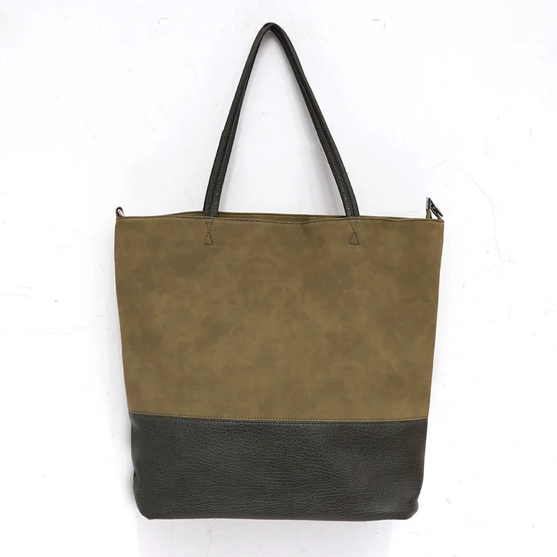 

Women Large Shoulder Casual Tote Hand Bag Leather Patchwork Fashion Market Tote Bags