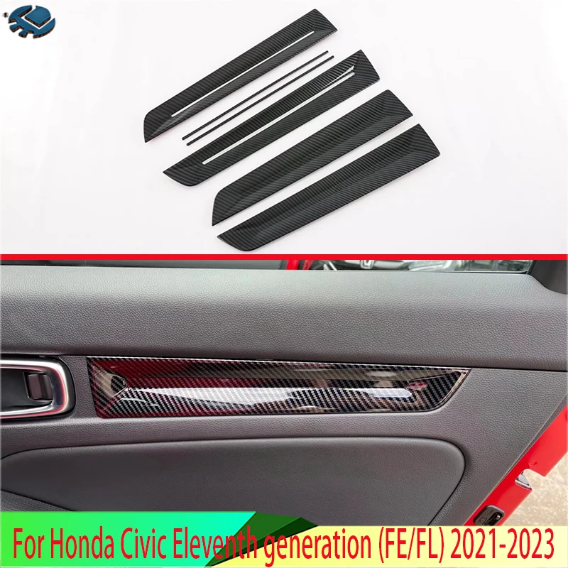 

For Honda Civic Eleventh generation (FE/FL) 2021-2023 Carbon Fiber Style Car Inside Door Garnish Body Trim