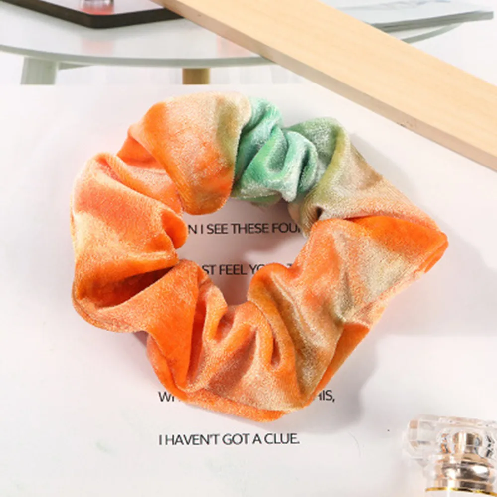 

1PC Tie Dyed Scrunchie Velvet Hair Accessories For Women Girls Headbands Elastic Rubber Hair Tie Hair Rope Ring Ponytail Holder