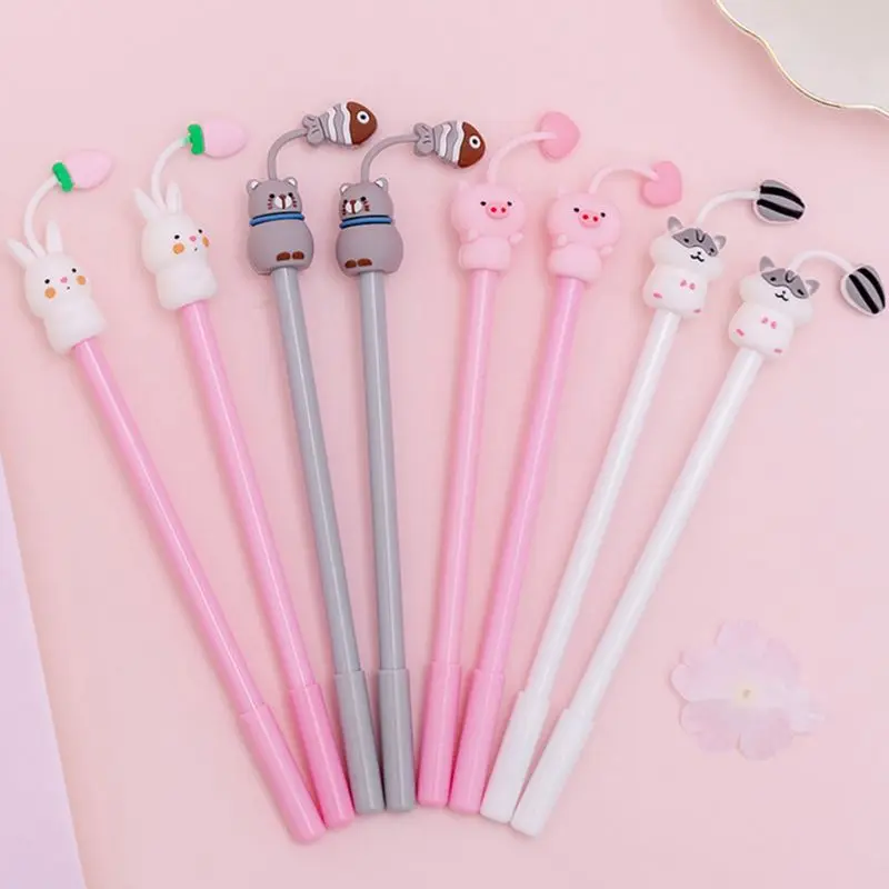 

4pcs Kawaii Cartoon Hamster Pig Black Ink Gel Pen Signature Pens School Office