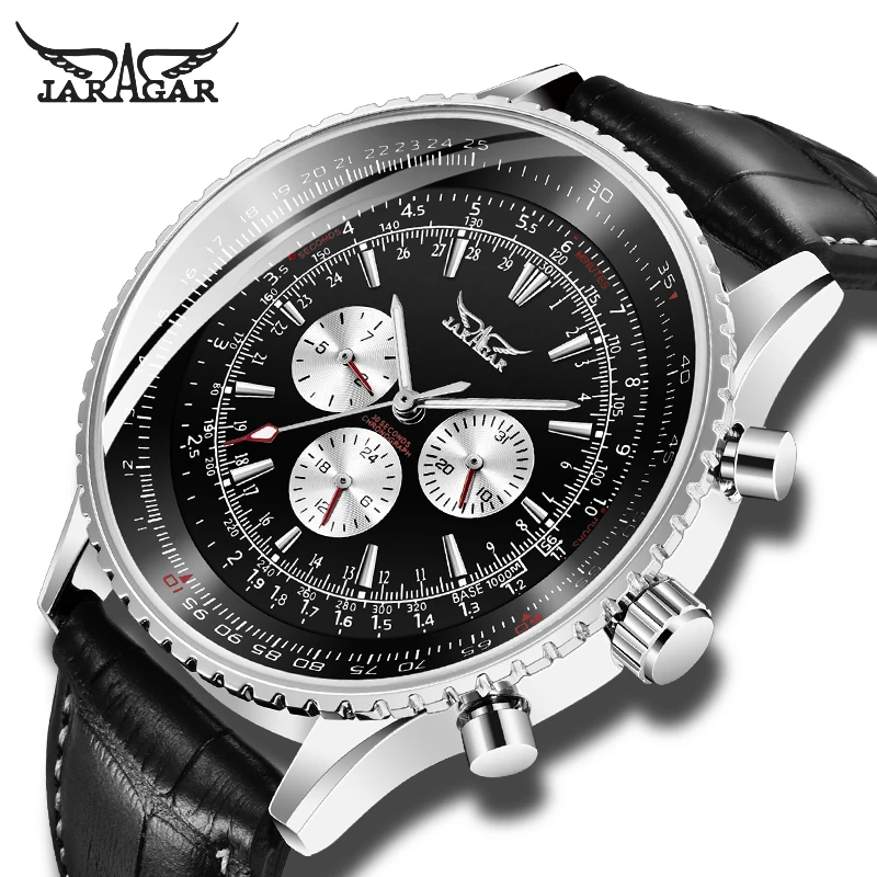 Роскошные Брендовые мужские механические часы JARAGAR Мужские автоматические с 6