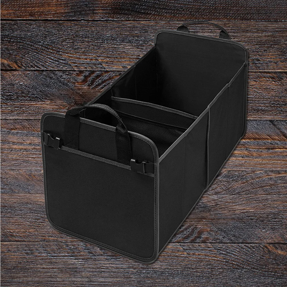 

Multi Compartments Trunk Organizer Collapsible Portable Waterproof for Car Home Outdoor (Black)