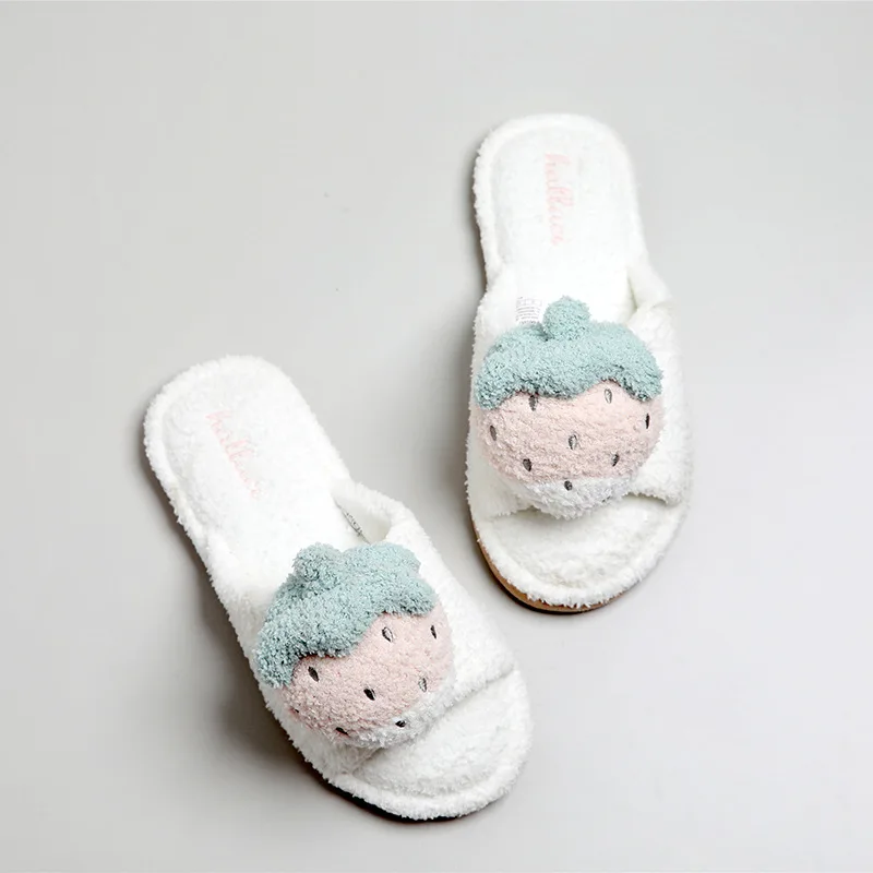 Симпатичные женские зимние плюшевые домашние тапочки kawaii furit теплая Домашняя