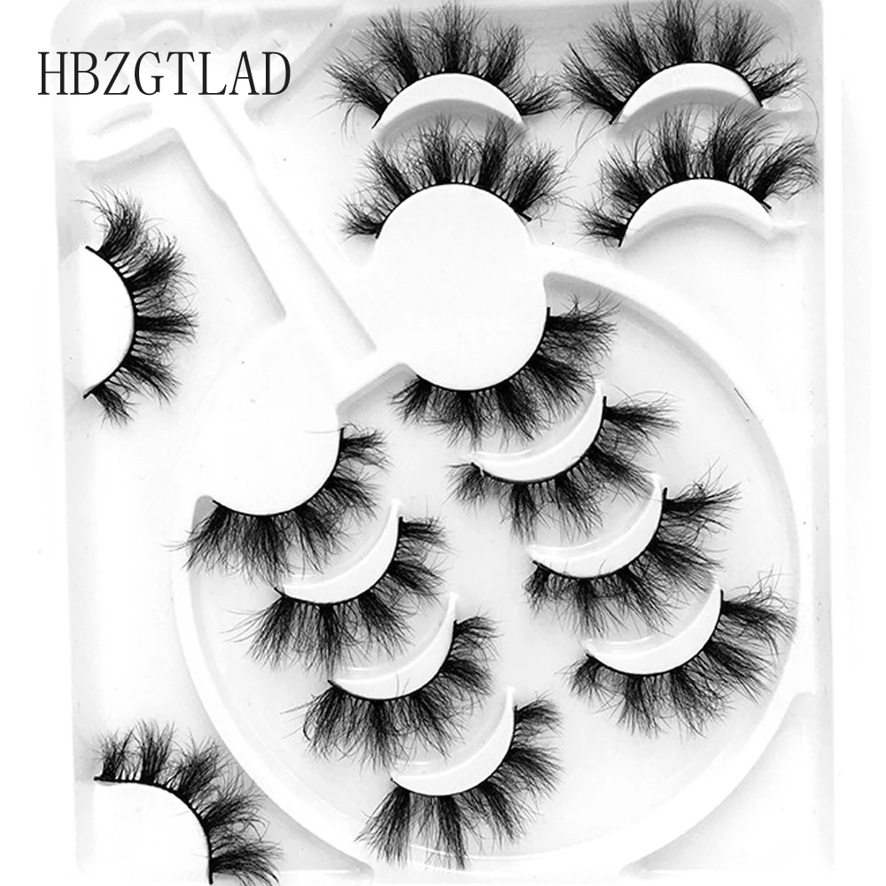 

NEW7Pair Makeup Eyelashes 3D Mink Lashes Fluffy Soft Wispy Volume Natural long Cross False Eyelashes Eye Lashes Reusable Eyelash