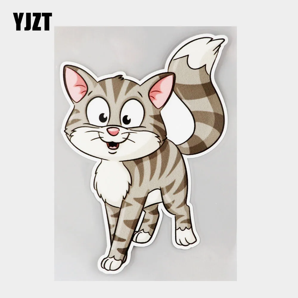 

YJZT 9.9CM×14.1CM Cute Walking Cat Creative Car Sticker PVC Decal 11C-0508
