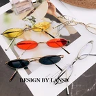 Солнцезащитные очки в стиле ретро для мужчин и женщин, небольшие овальные, для рыбалки, винтажные брендовые, с защитой от ультрафиолета, черные, красные, металлические, модные дизайнерские