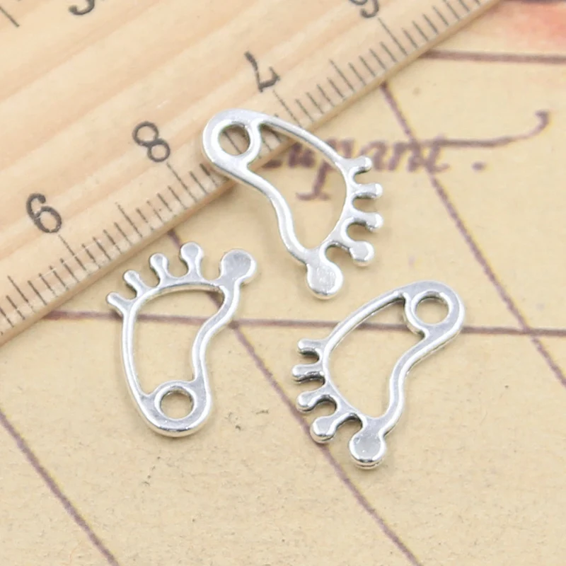 

30pcs Charms Footprint Foot 16x10mm Tibetan Silver Color Pendants Antique Jewelry Making DIY Handmade Craft