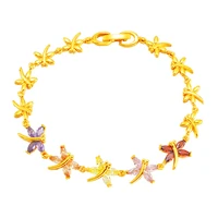 24k gold dubai bracelets for women tiny trendy cubic zirconia crystal butterfly bracelet luxury cz stone bracelet women jewelry