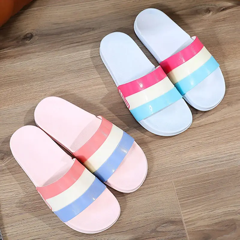 

Slippers Women's Summer Indoor Home Non Slip Thick Soled Bath Sandals and Slippers for Women Casual Striped Daily Sandals 2021