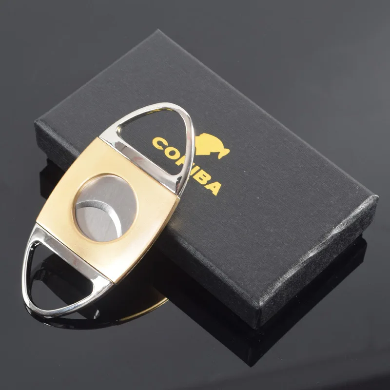 

COHIBA Double Blades Stainless Steel Sharp Gold Plated Cigarette Cigar Cutter Pocket Gadget Zigarre Smoking Accessories 152WJF