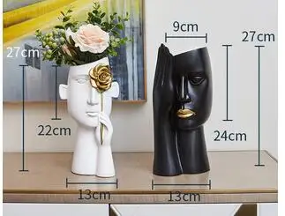 

MINIMALIST PORTRAIT VASES RESIN SCULPTURE BLACK HUMAN HEAD VASE FLOWER POT OFFICE DESK DECOR FLOWER ARRANGEMENT HOME DECORATION