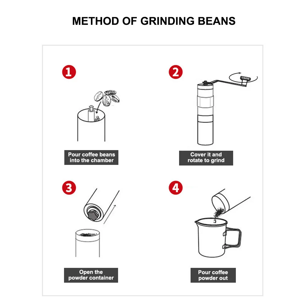 

Portable Manual Coffee Grinder Stainless Steel Ceramic Burr Bean Mill Bean Burr Coffee Grinder Kitchen Supplies